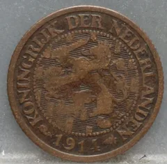 1 Cent 1914 Wilhelmina voorzijde