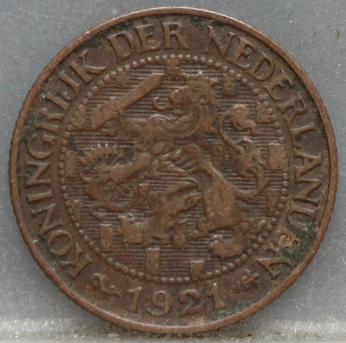 1 Cent 1921 Wilhelmina — Brons voorzijde
