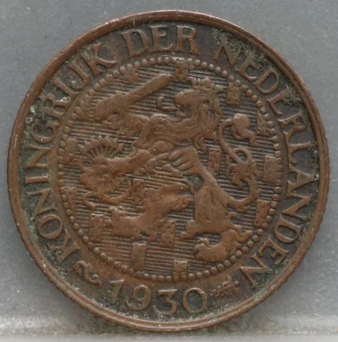 1 Cent 1930 Wilhelmina — Brons