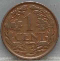 1 Cent 1931 Wilhelmina — Brons achterzijde
