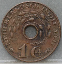 1 Cent 1937 – Nederlands-Indië – Brons voorzijde