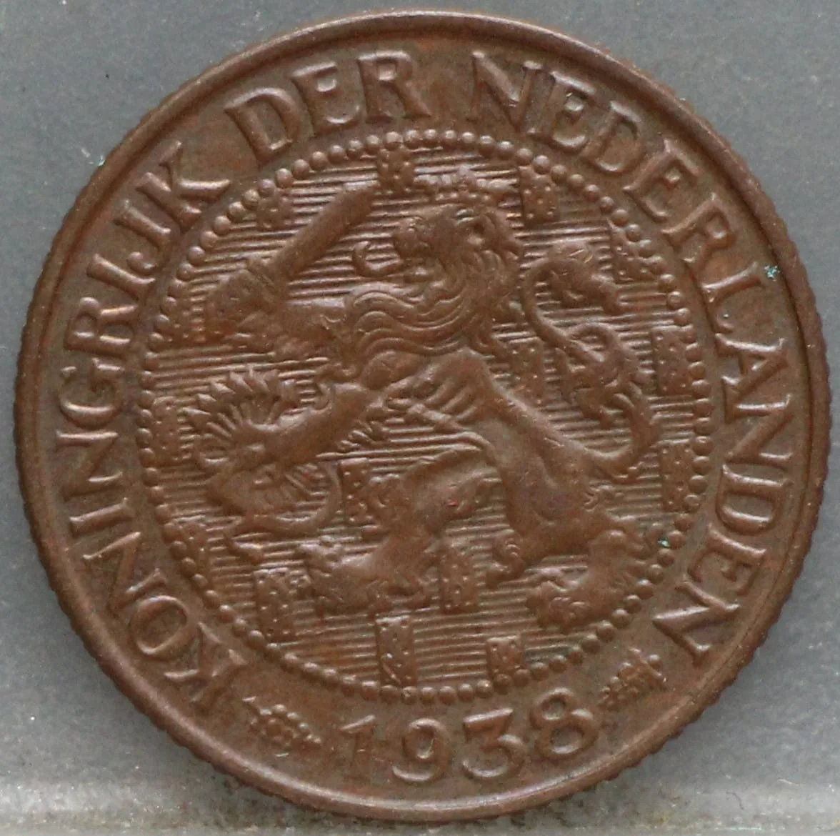 1 Cent 1938 — Brons voorzijde, Nederland