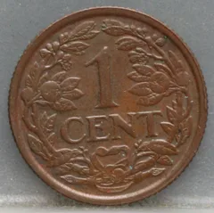 1 Cent 1938 — Brons achterzijde, Nederland