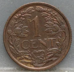 1 Cent 1939 - Brons achterzijde, Nederland