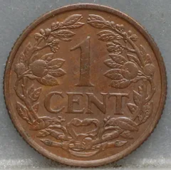 1 Cent 1939 Wilhelmina achterzijde