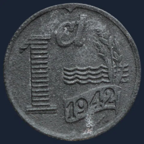 1 Cent 1942 Wilhelmina - zink
