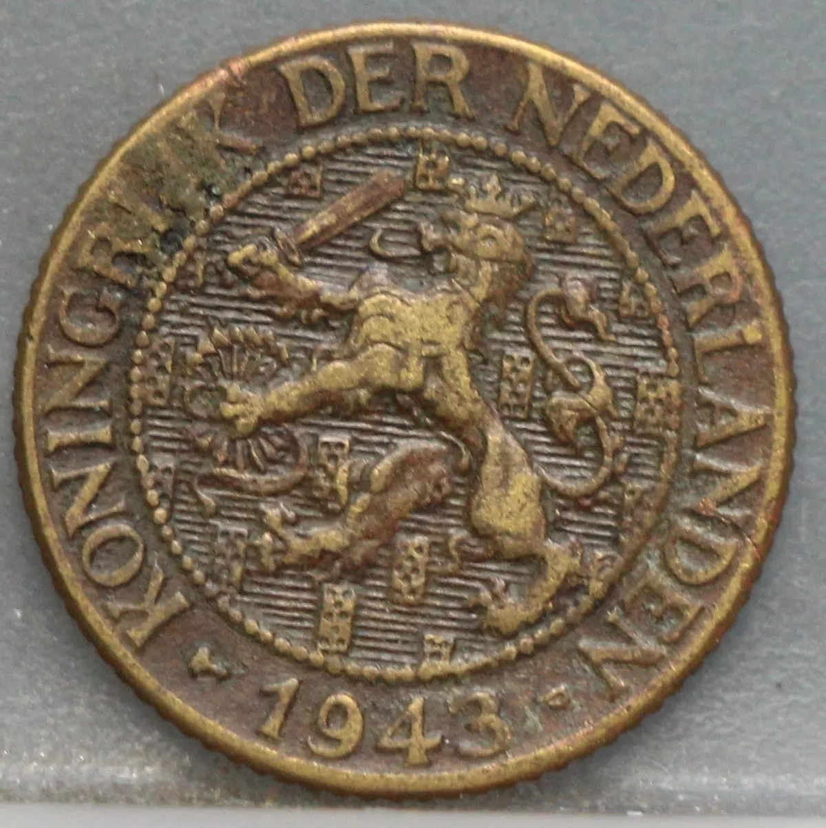 1 Cent 1943 P Wilhelmina — Geelkoper voorzijde