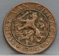 1 Cent 1944 D – Curaçao – Brons voorzijde