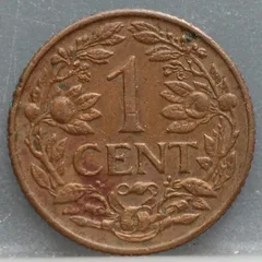 1 Cent 1944 D – Curaçao – Brons achterzijde