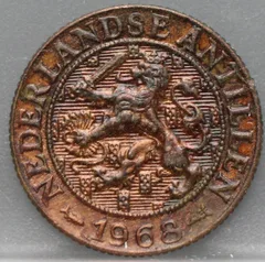 1 Cent 1968 Nederlandse Antillen — Brons voorzijde