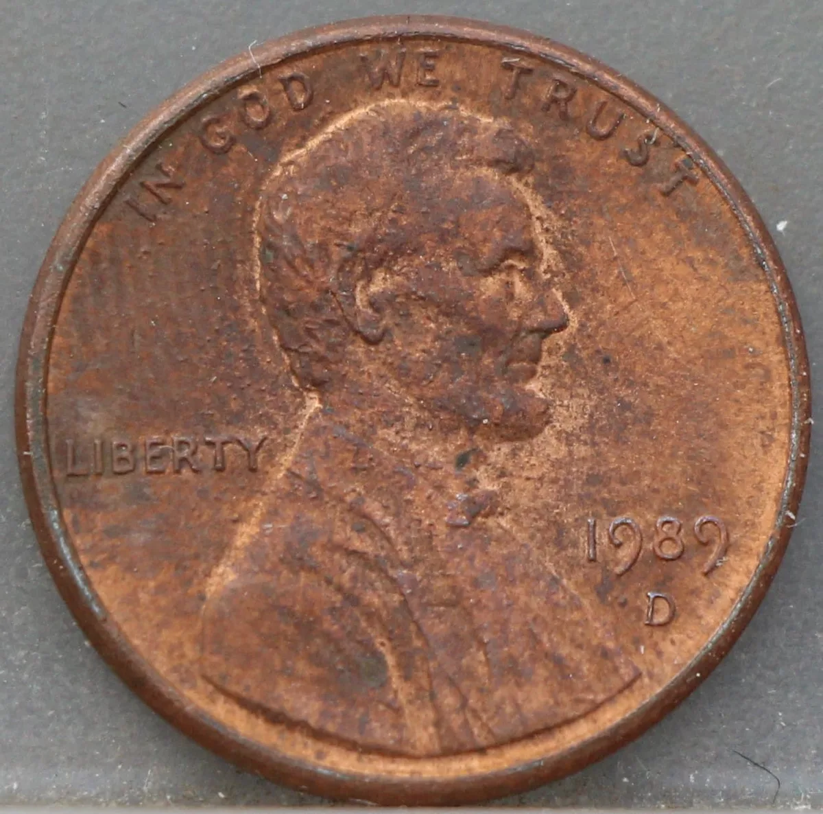 1 Cent 1989 D — Lincoln voorzijde, Verenigde Staten, Verkoperd zink