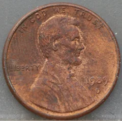 1 Cent 1989 D — Lincoln voorzijde, Verenigde Staten, Verkoperd zink