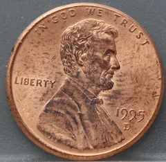 1 Cent 1995 D — Lincoln voorzijde, verkoperd zink