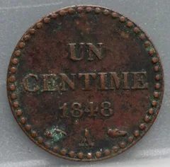 1 Centime 1848 (A) — Frankrijk achterzijde