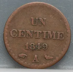 1 Centime 1849 Frankrijk voorzijde
