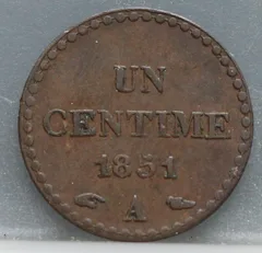1 Centime 1851 (A) — Frankrijk voorzijde