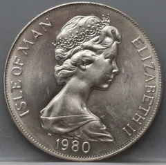 1 Crown 1980 Isle of Man — Koper-nikkel achterzijde, Koper-nikkel (Cupronikkel)