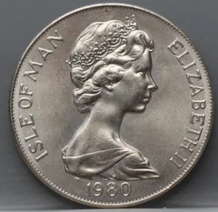1 Crown 1980 Isle of Man — Koper-nikkel achterzijde, Koper-nikkel (Cupronikkel)
