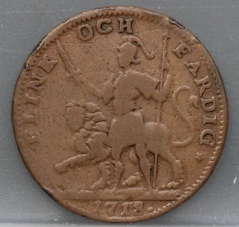 1 Daler 1718 Zweden Koper — Flink och Färdig