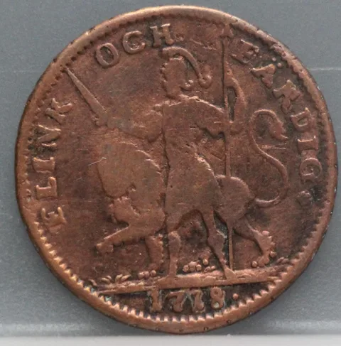 1 Daler 1718 Zweden Koper — Flink och Färdig