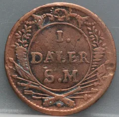 1 Daler 1718 Zweden Koper — Flink och Färdig achterzijde, 1 Daler S.M.