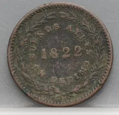 1 Decimo 1822 Buenos Aires — Koper voorzijde, Argentinië – Buenos Aires