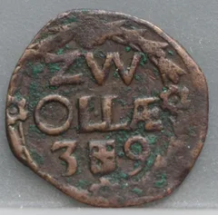 1 Duit 1639 Zwolle — Variant recht wapen (Type 2) voorzijde