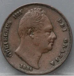 1 Farthing 1836 Verenigd Koninkrijk — Koper voorzijde