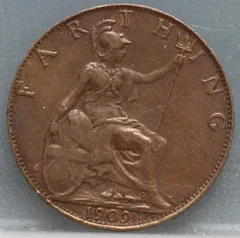 1 Farthing 1909 Verenigd Koninkrijk Brons voorzijde