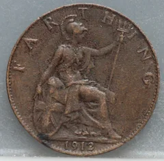 1 Farthing 1912 Verenigd Koninkrijk — Brons voorzijde