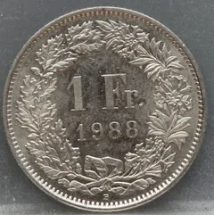 1 Franc 1988 Zwitserland — Cupronikkel voorzijde