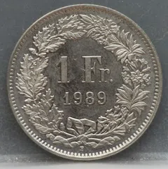 1 Franc 1989 Zwitserland — Cupronikkel voorzijde