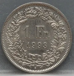 1 Franc 1993 Zwitserland — Cupronikkel voorzijde