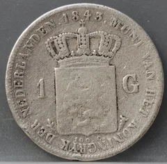 1 gulden 1843 - Willem 2 - schaars achterzijde