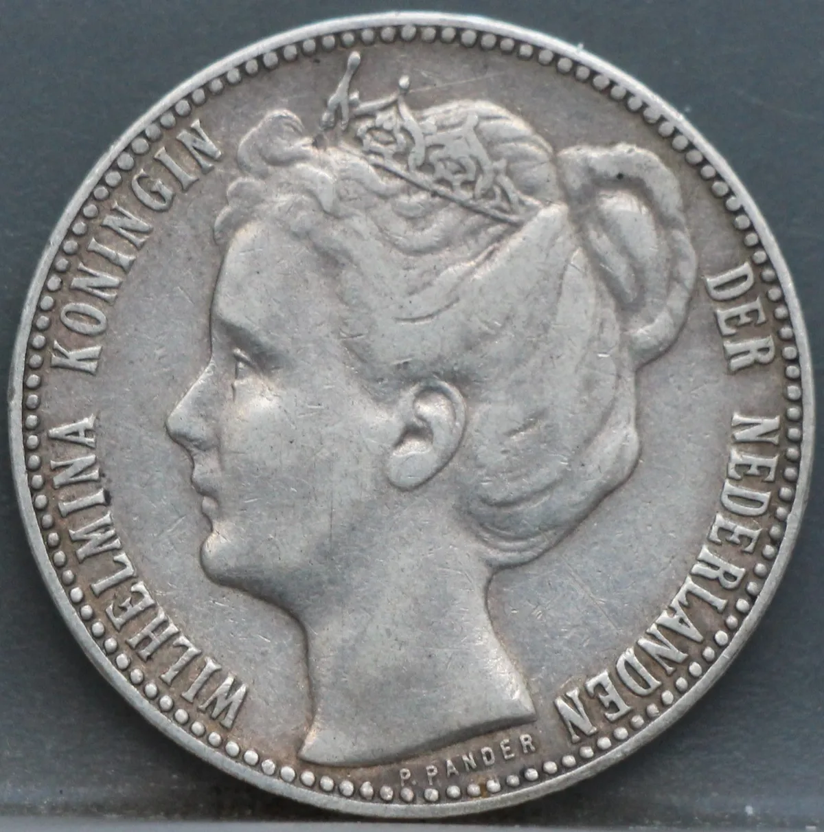 1 Gulden 1907 — Wilhelmina Zilver voorzijde, Zilver .945