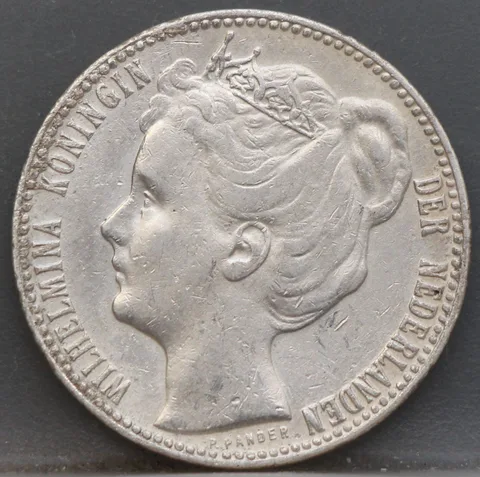 1 Gulden 1908 — Wilhelmina Zilver