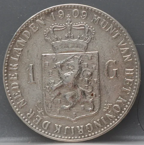 1 Gulden 1909 Wilhelmina — Zilver