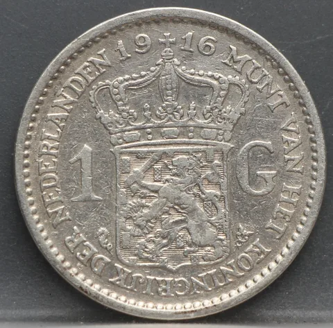 1 Gulden 1916 Wilhelmina — Zilver