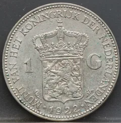 1 Gulden 1922 Wilhelmina - netjes voorzijde