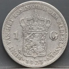 1 Gulden 1923 — Wilhelmina voorzijde, Zilver