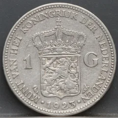 1 Gulden 1923 — Wilhelmina voorzijde, Nederland, Zilver