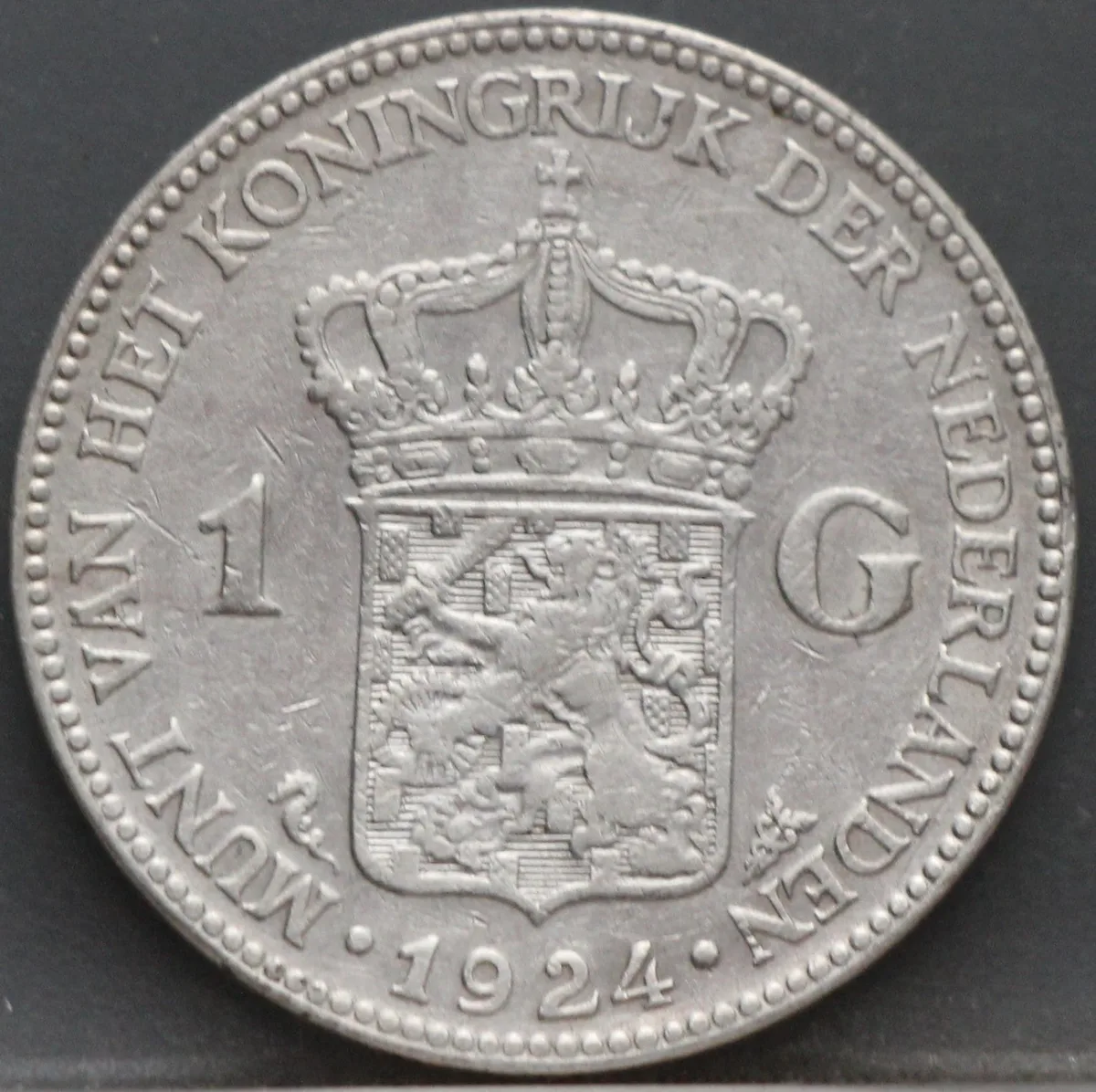 1 Gulden 1924 — Wilhelmina voorzijde, Nederland, Zilver