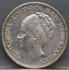 1 Gulden 1929 — Wilhelmina voorzijde, Zilver