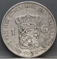 1 Gulden 1931 — Wilhelmina Zilver voorzijde