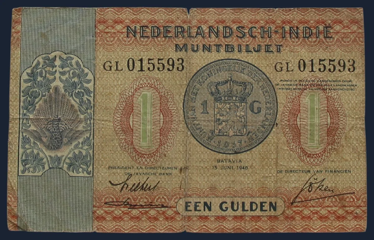 1 Gulden 1940 Nederlands-Indië Muntbiljet
