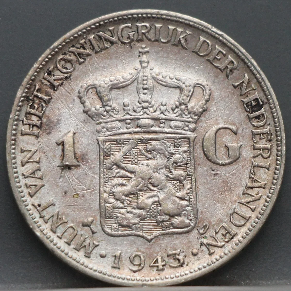 1 Gulden 1943 D — Wilhelmina voorzijde, Zilver