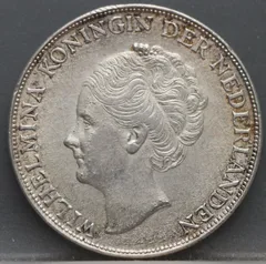 1 Gulden 1943 D — Wilhelmina achterzijde, zilver