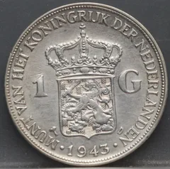 1 Gulden 1943 D - Wilhelmina - netjes voorzijde