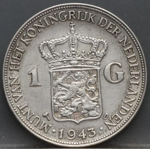1 Gulden 1943 D - Wilhelmina - netjes