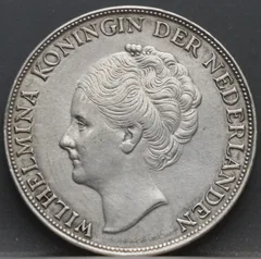 1 Gulden 1943 D - Wilhelmina - netjes achterzijde